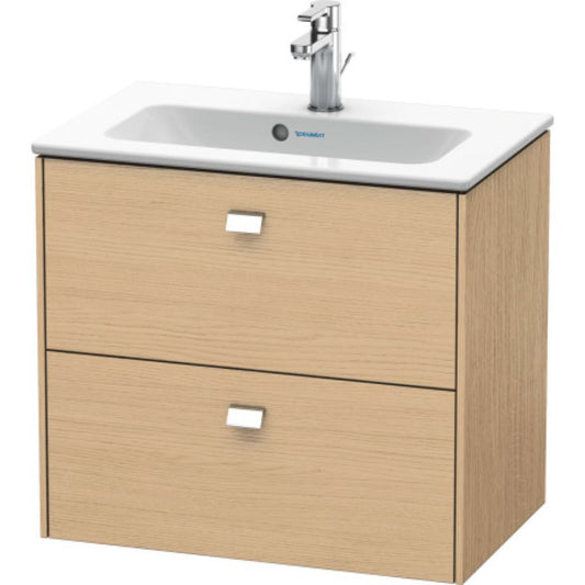 Duravit Brioso 24" x 22" x 15" Two Drawer Wall-Mount Vanity Unit in Natural Oak and Chrome Handle
