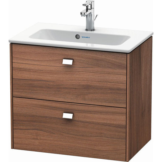 Duravit Brioso 24" x 22" x 15" Two Drawer Wall-Mount Vanity Unit in Natural Walnut and Chrome Handle