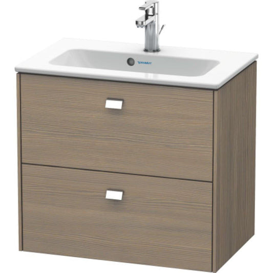Duravit Brioso 24" x 22" x 15" Two Drawer Wall-Mount Vanity Unit in Oak Terra and Chrome Handle
