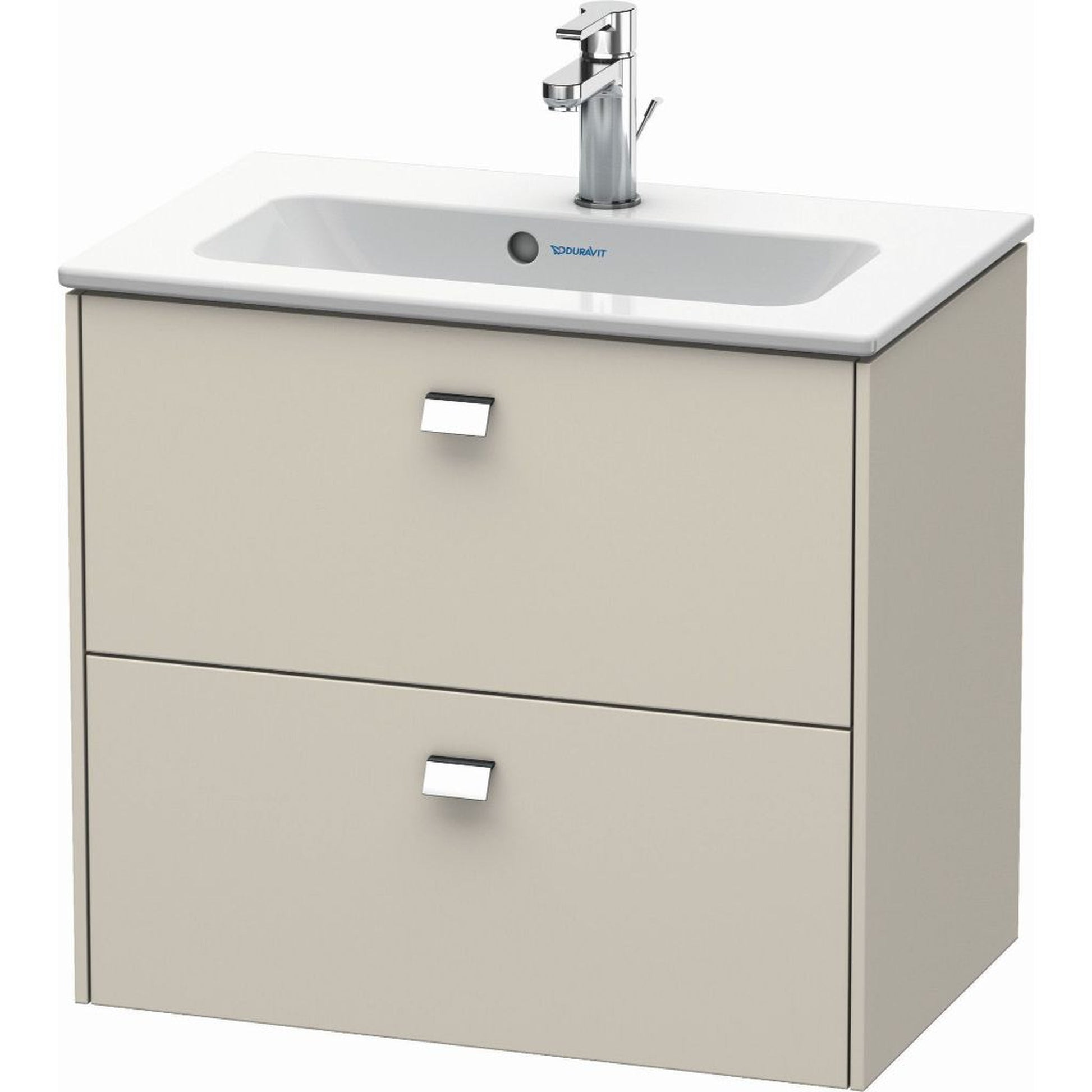 Duravit Brioso 24" x 22" x 15" Two Drawer Wall-Mount Vanity Unit in Taupe and Chrome Handle