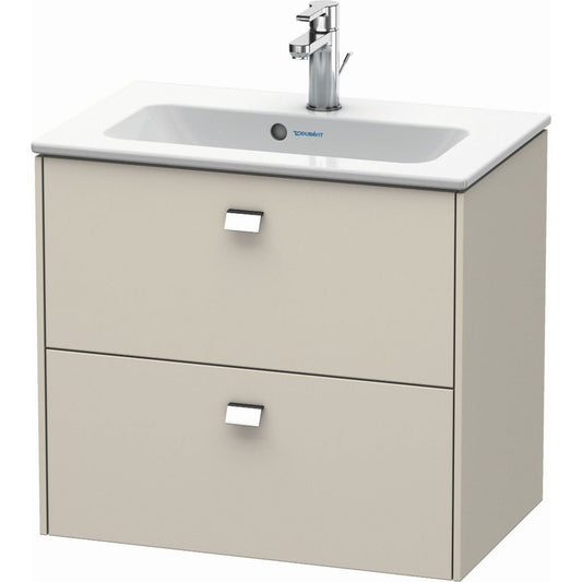 Duravit Brioso 24" x 22" x 15" Two Drawer Wall-Mount Vanity Unit in Taupe and Chrome Handle