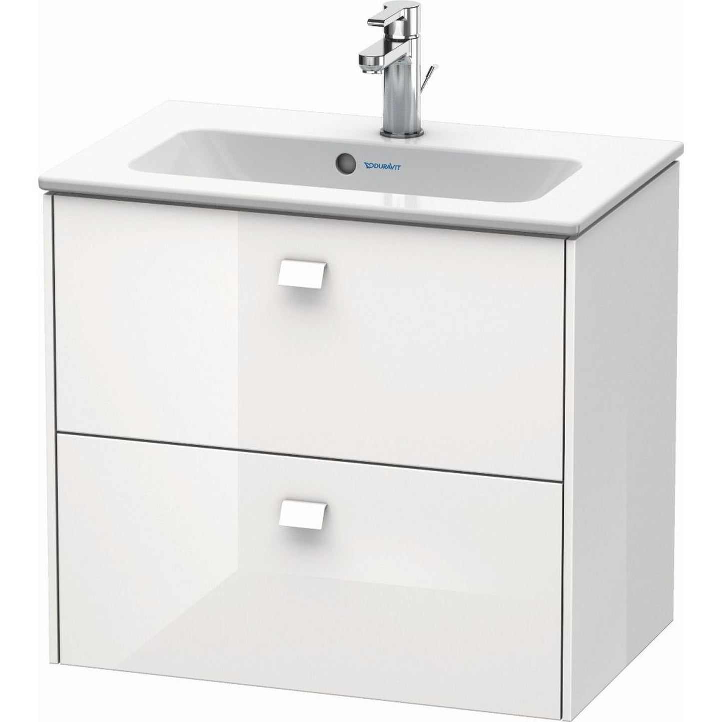 Duravit Brioso 24" x 22" x 15" Two Drawer Wall-Mount Vanity Unit in White High Gloss