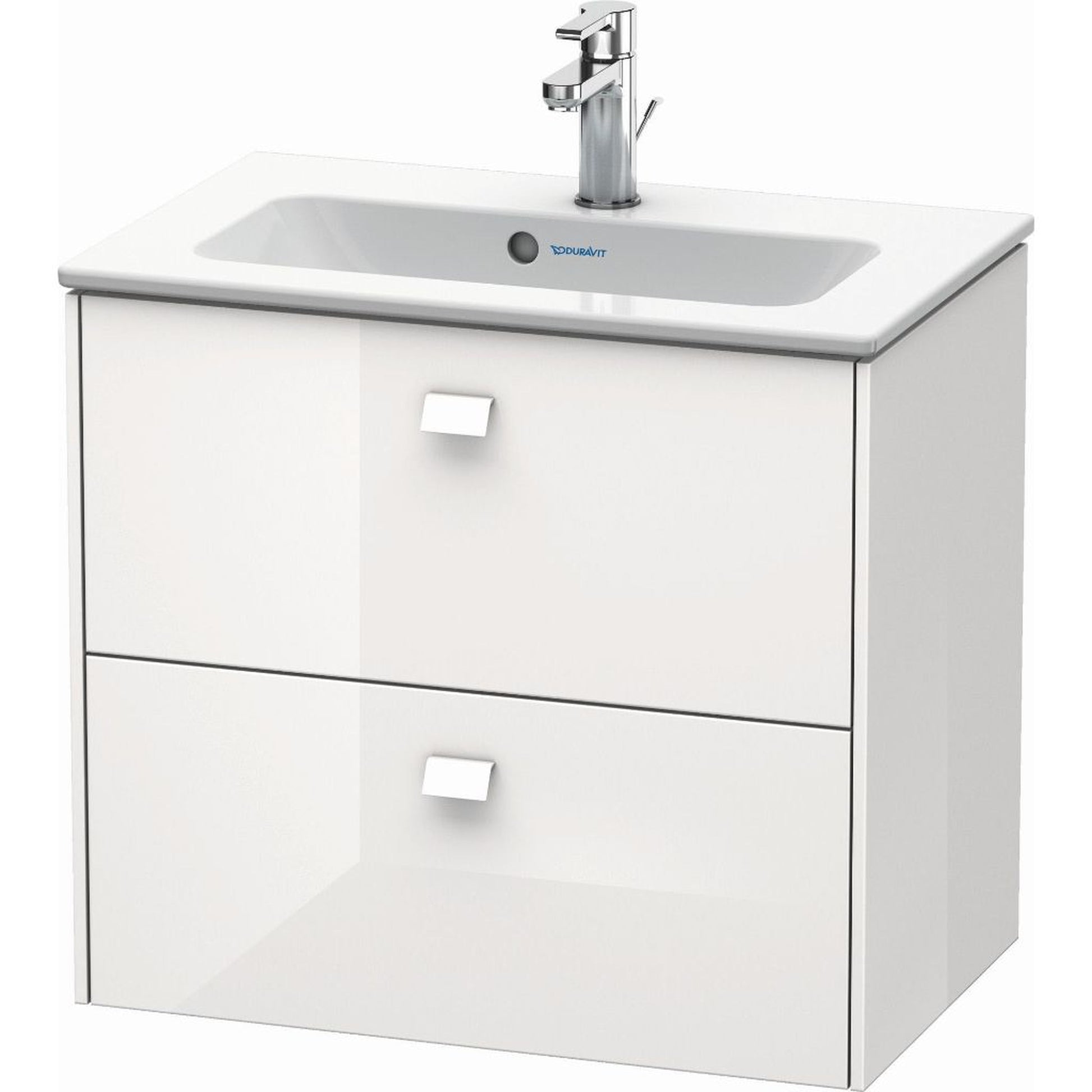 Duravit Brioso 24" x 22" x 15" Two Drawer Wall-Mount Vanity Unit in White High Gloss