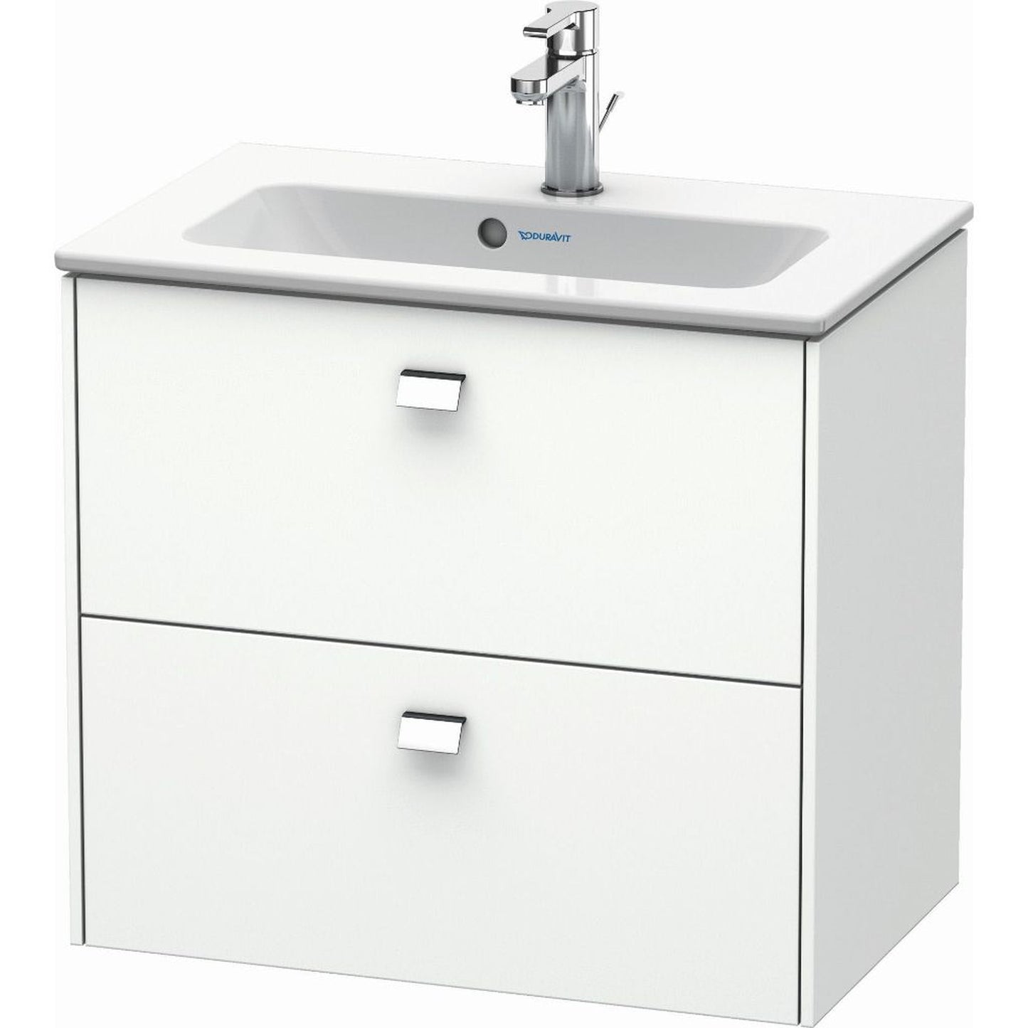 Duravit Brioso 24" x 22" x 15" Two Drawer Wall-Mount Vanity Unit in White Matt and Chrome Handle