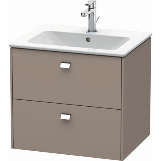 Duravit Brioso 24" x 22" x 19" Two Drawer Wall-Mount Vanity Unit in Basalt Matt and Chrome Handle