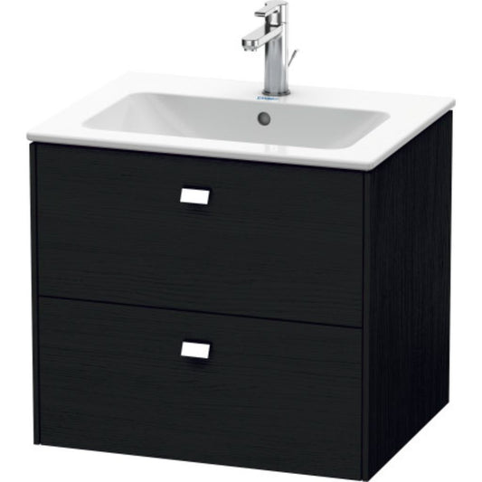 Duravit Brioso 24" x 22" x 19" Two Drawer Wall-Mount Vanity Unit in Black Oak and Chrome Handle