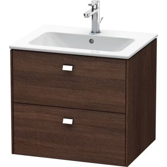 Duravit Brioso 24" x 22" x 19" Two Drawer Wall-Mount Vanity Unit in Chestnut Dark and Chrome Handle
