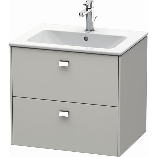 Duravit Brioso 24" x 22" x 19" Two Drawer Wall-Mount Vanity Unit in Concrete Grey Matt and Chrome Handle
