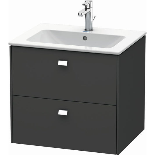 Duravit Brioso 24" x 22" x 19" Two Drawer Wall-Mount Vanity Unit in Graphite Matt and Chrome Handle