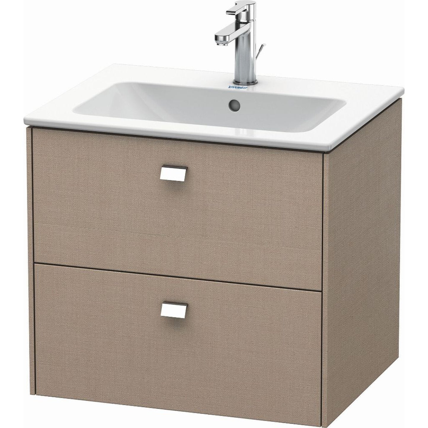 Duravit Brioso 24" x 22" x 19" Two Drawer Wall-Mount Vanity Unit in Linen and Chrome Handle