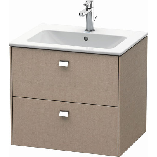 Duravit Brioso 24" x 22" x 19" Two Drawer Wall-Mount Vanity Unit in Linen and Chrome Handle
