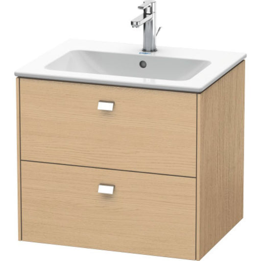 Duravit Brioso 24" x 22" x 19" Two Drawer Wall-Mount Vanity Unit in Natural Oak and Chrome Handle