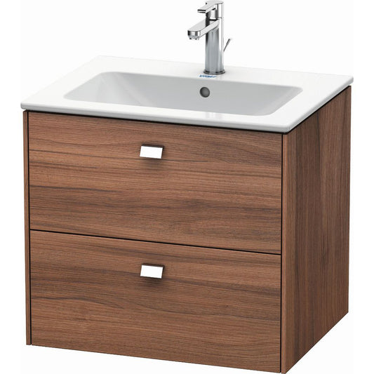Duravit Brioso 24" x 22" x 19" Two Drawer Wall-Mount Vanity Unit in Natural Walnut and Chrome Handle