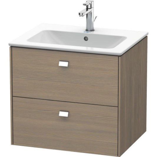 Duravit Brioso 24" x 22" x 19" Two Drawer Wall-Mount Vanity Unit in Oak Terra and Chrome Handle