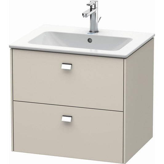 Duravit Brioso 24" x 22" x 19" Two Drawer Wall-Mount Vanity Unit in Taupe and Chrome Handle