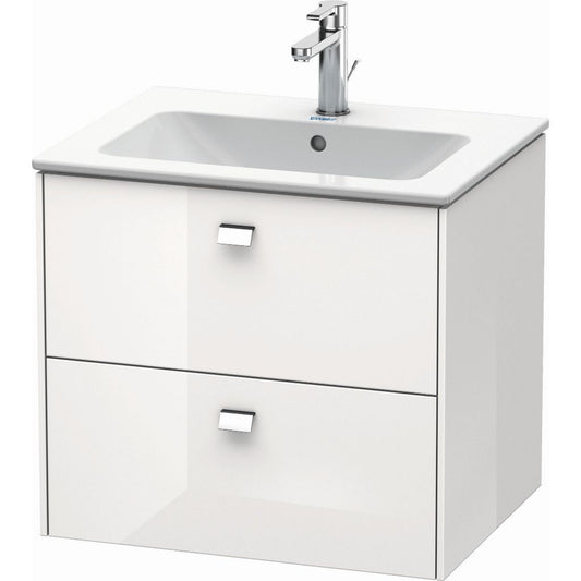 Duravit Brioso 24" x 22" x 19" Two Drawer Wall-Mount Vanity Unit in White High Gloss and Chrome Handle