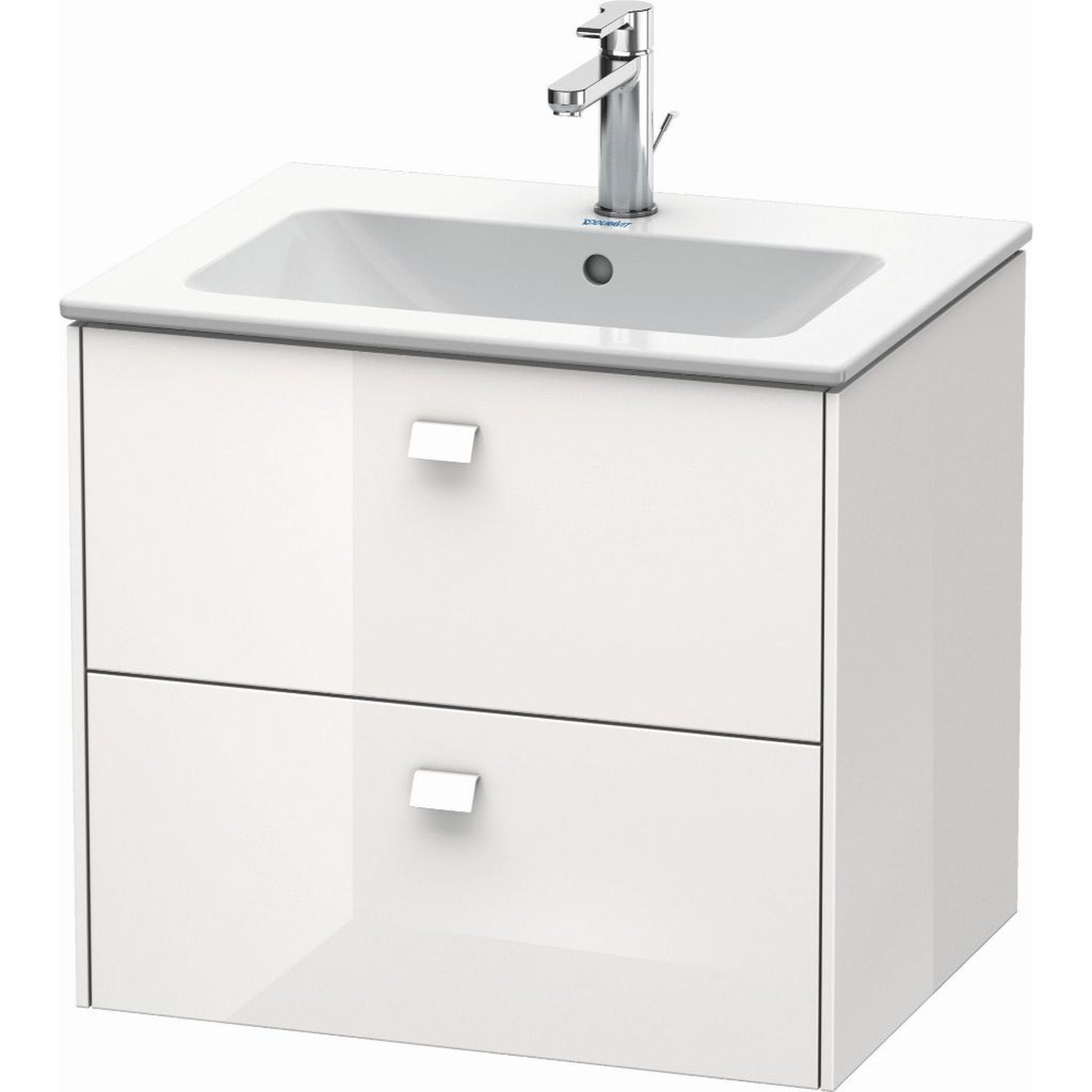 Duravit Brioso 24" x 22" x 19" Two Drawer Wall-Mount Vanity Unit in White High Gloss