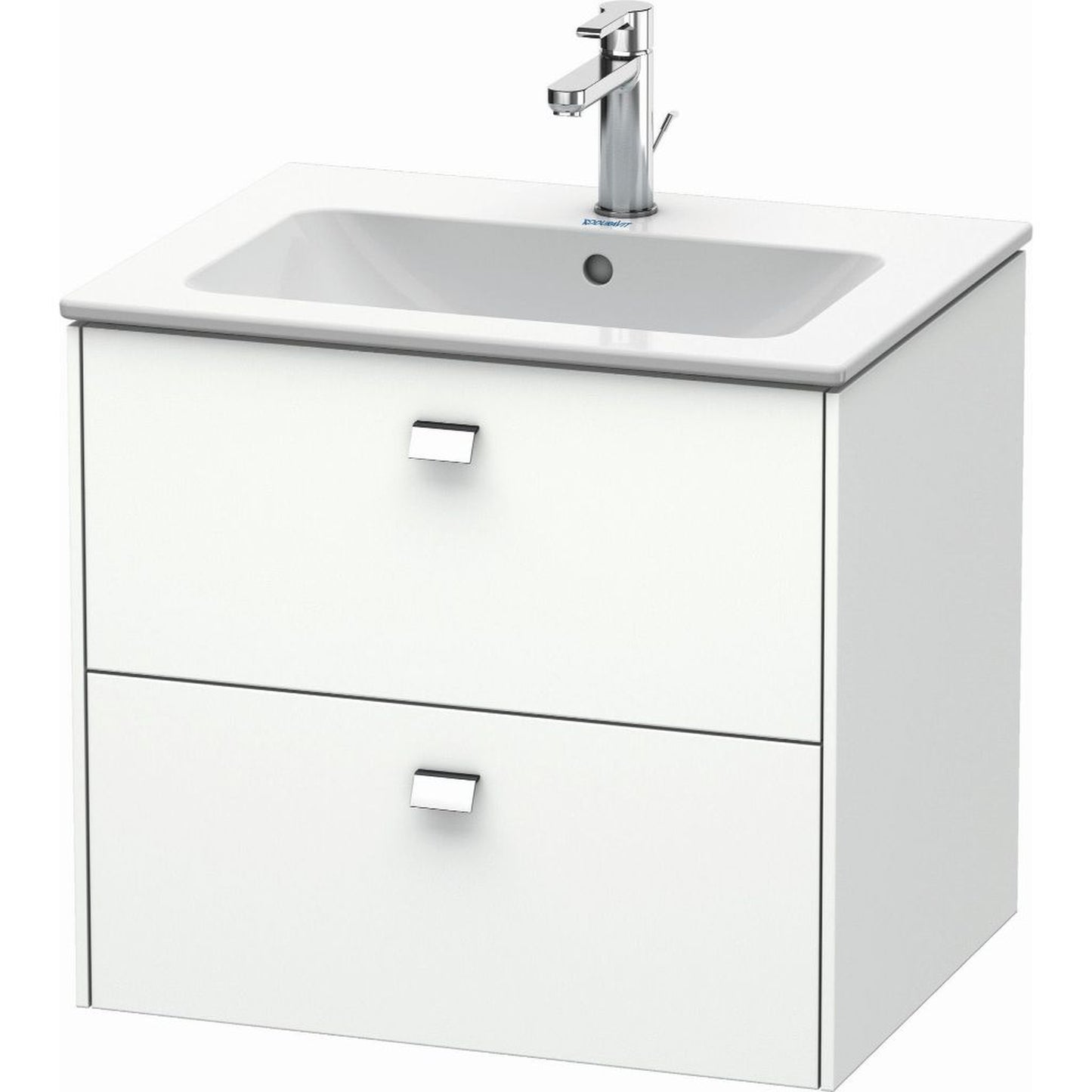 Duravit Brioso 24" x 22" x 19" Two Drawer Wall-Mount Vanity Unit in White Matt and Chrome Handle