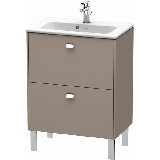 Duravit Brioso 24" x 27" x 15" Two Drawer Floor Standing Vanity Unit in Basalt Matt and Chrome Handle
