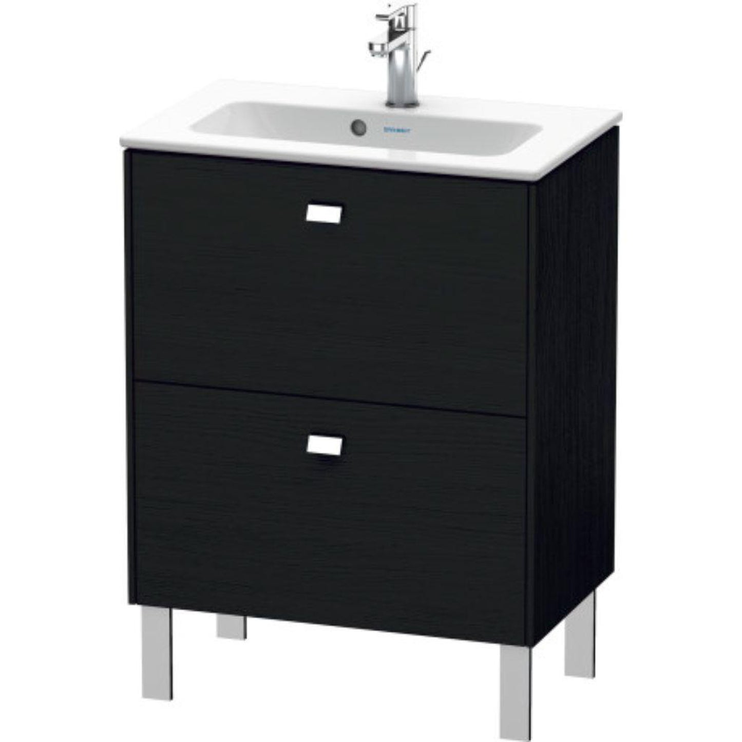 Duravit Brioso 24" x 27" x 15" Two Drawer Floor Standing Vanity Unit in Black Oak and Chrome Handle
