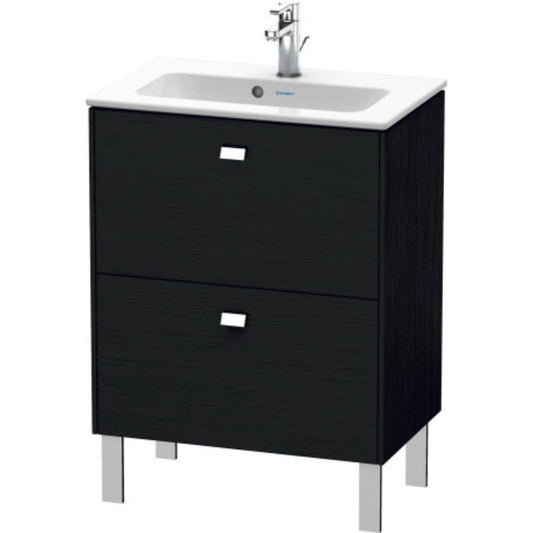 Duravit Brioso 24" x 27" x 15" Two Drawer Floor Standing Vanity Unit in Black Oak and Chrome Handle