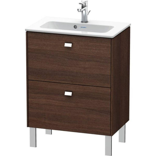 Duravit Brioso 24" x 27" x 15" Two Drawer Floor Standing Vanity Unit in Chestnut Dark and Chrome Handle