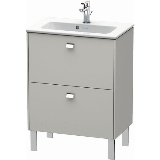 Duravit Brioso 24" x 27" x 15" Two Drawer Floor Standing Vanity Unit in Concrete Grey Matt and Chrome Handle