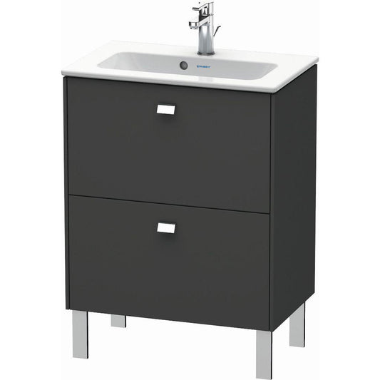 Duravit Brioso 24" x 27" x 15" Two Drawer Floor Standing Vanity Unit in Graphite Matt and Chrome Handle