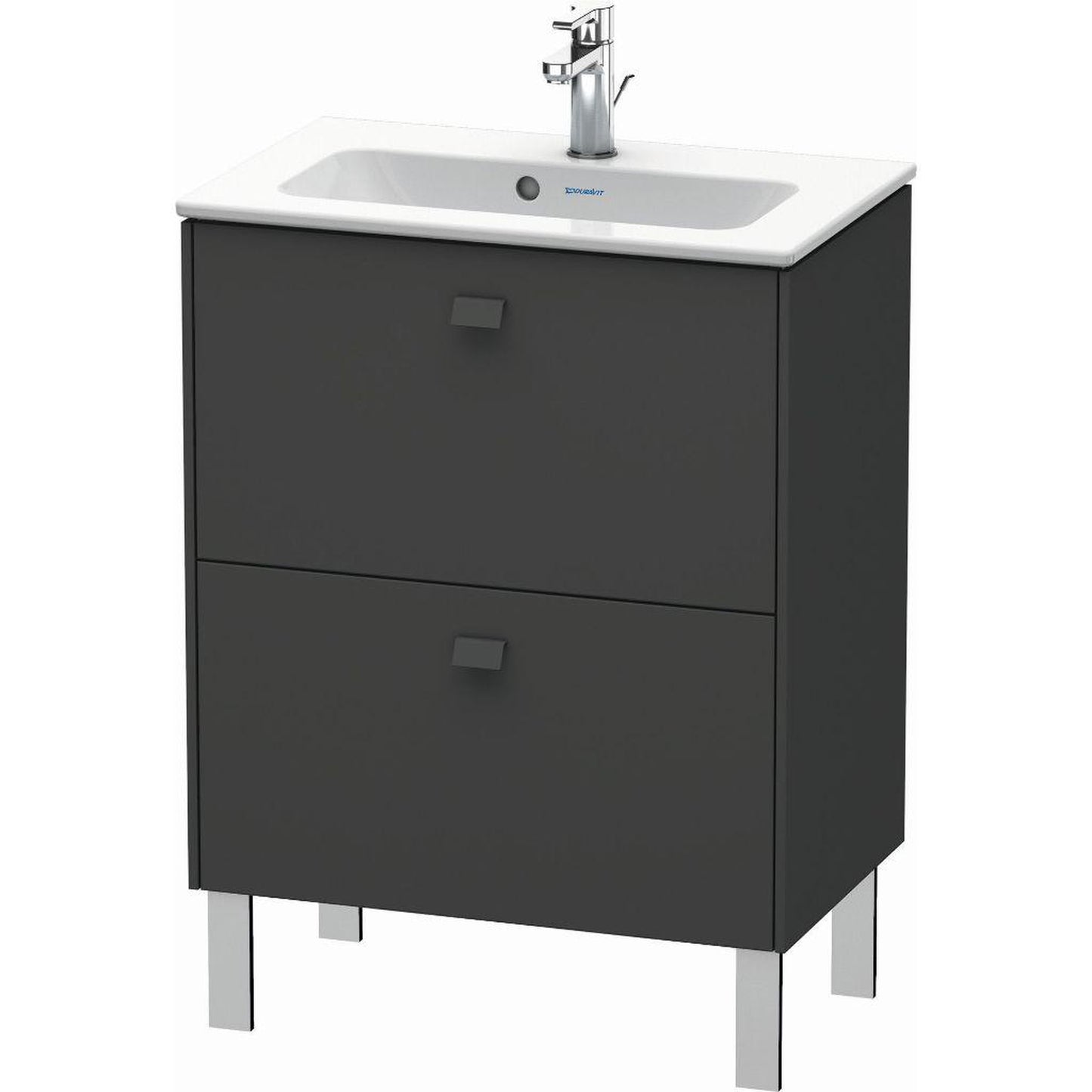 Duravit Brioso 24" x 27" x 15" Two Drawer Floor Standing Vanity Unit in Graphite Matt