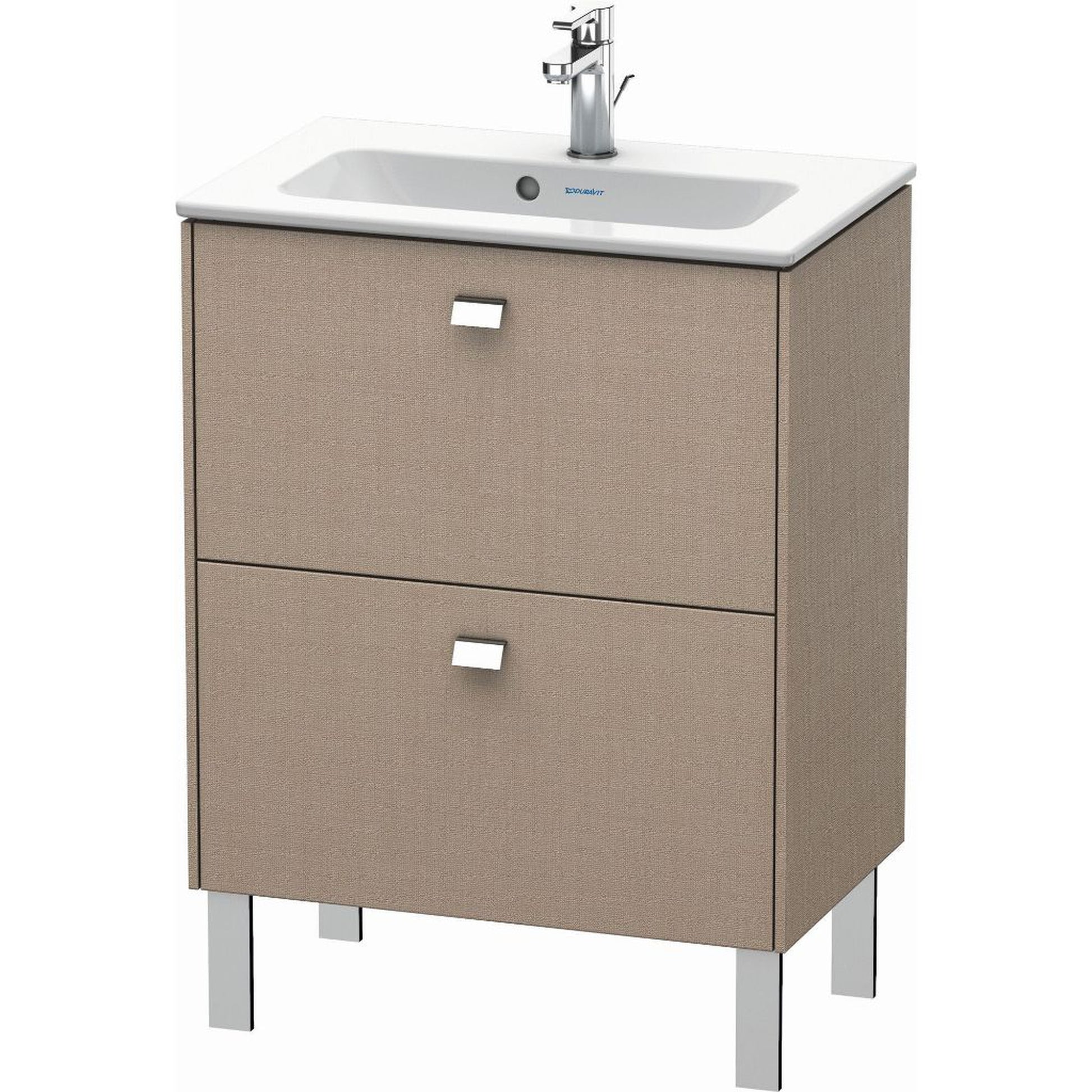 Duravit Brioso 24" x 27" x 15" Two Drawer Floor Standing Vanity Unit in Linen and Chrome Handle