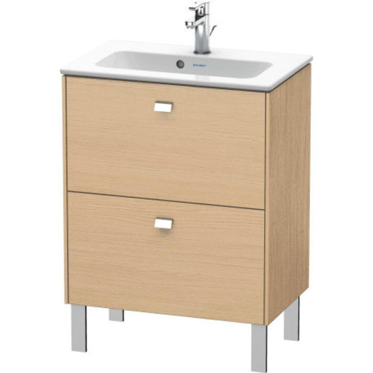 Duravit Brioso 24" x 27" x 15" Two Drawer Floor Standing Vanity Unit in Natural Oak and Chrome Handle