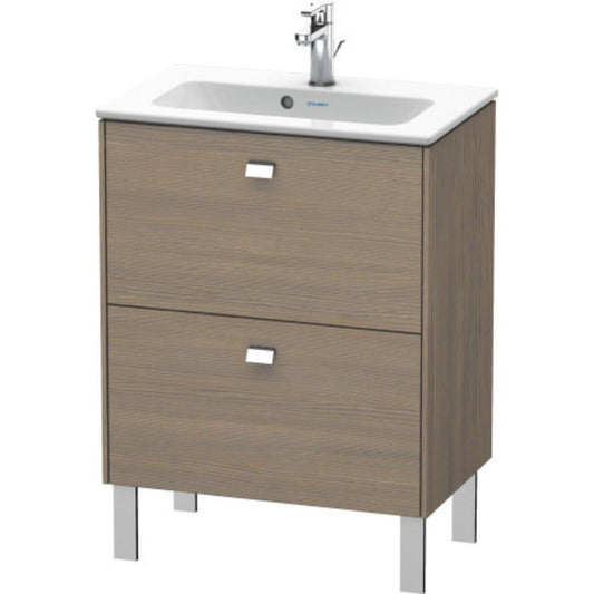 Duravit Brioso 24" x 27" x 15" Two Drawer Floor Standing Vanity Unit in Oak Terra and Chrome Handle