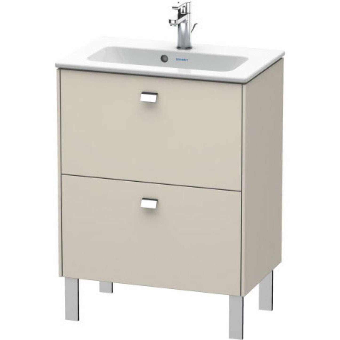 Duravit Brioso 24" x 27" x 15" Two Drawer Floor Standing Vanity Unit in Taupe and Chrome Handle