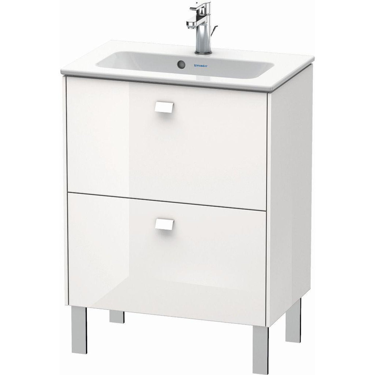 Duravit Brioso 24" x 27" x 15" Two Drawer Floor Standing Vanity Unit in White High Gloss