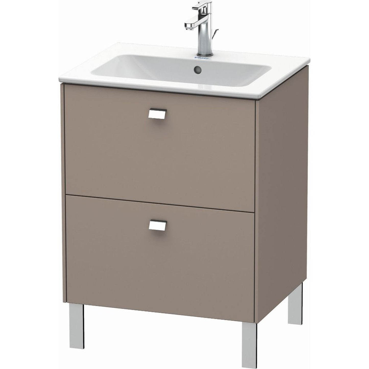 Duravit Brioso 24" x 27" x 19" Two Drawer Floor Standing Vanity Unit in Basalt Matt and Chrome Handle