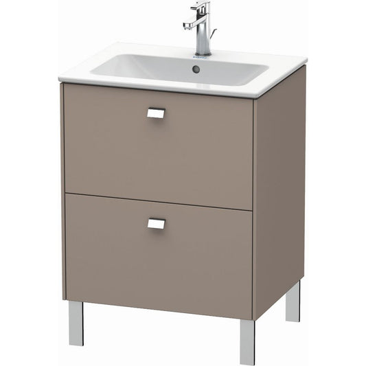 Duravit Brioso 24" x 27" x 19" Two Drawer Floor Standing Vanity Unit in Basalt Matt and Chrome Handle