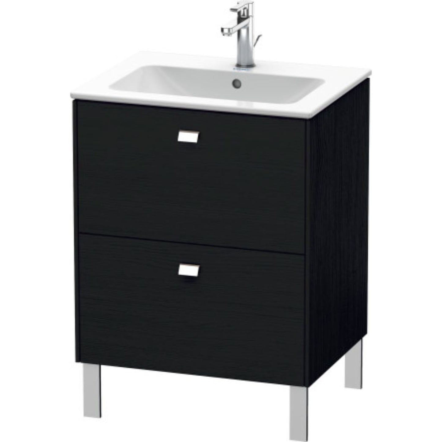 Duravit Brioso 24" x 27" x 19" Two Drawer Floor Standing Vanity Unit in Black Oak and Chrome Handle