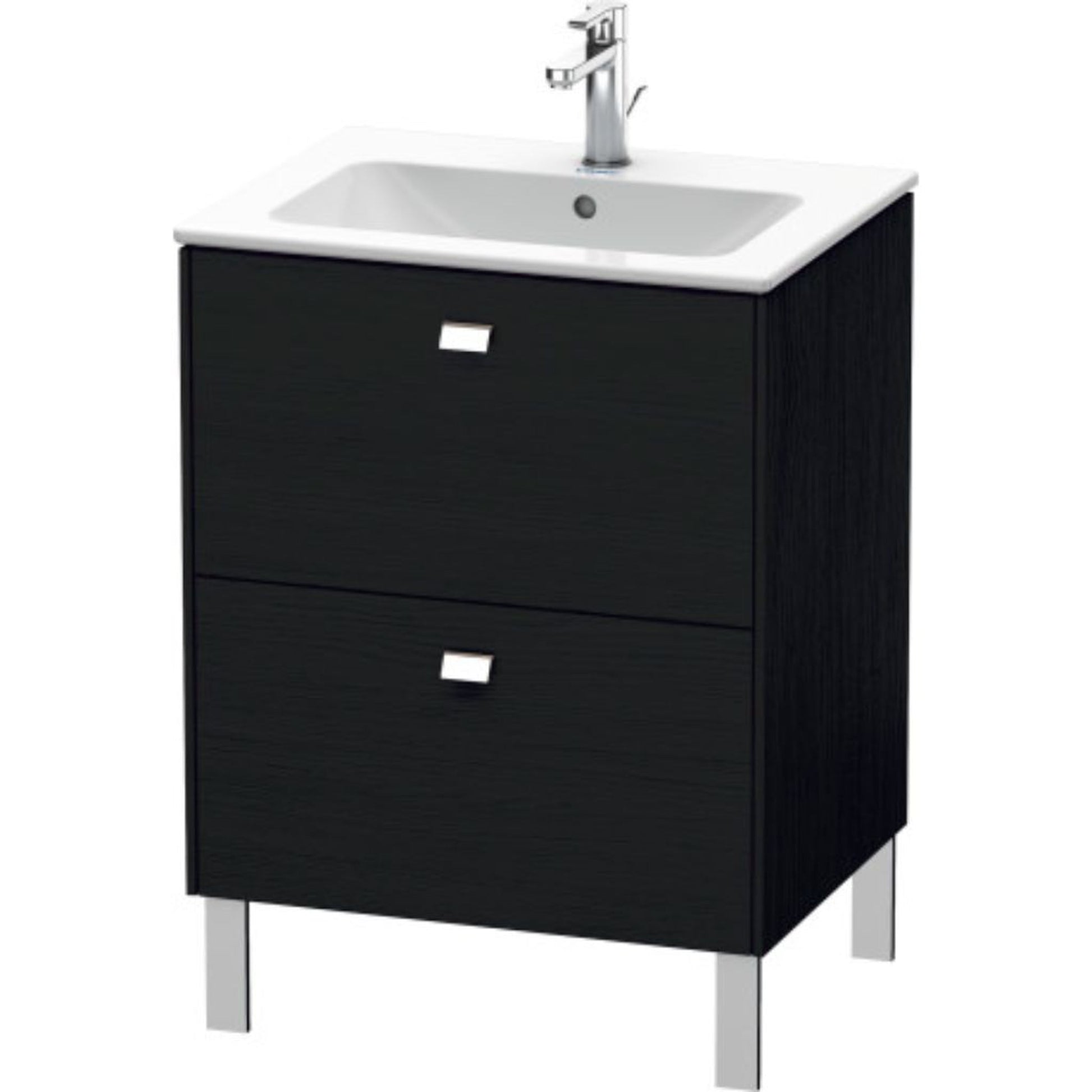 Duravit Brioso 24" x 27" x 19" Two Drawer Floor Standing Vanity Unit in Black Oak and Chrome Handle