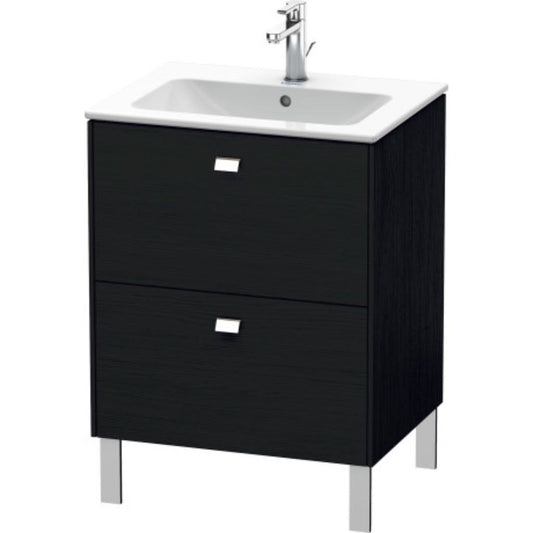 Duravit Brioso 24" x 27" x 19" Two Drawer Floor Standing Vanity Unit in Black Oak and Chrome Handle