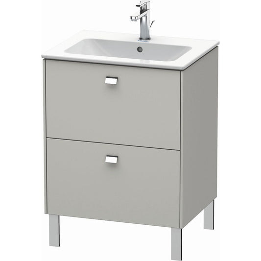 Duravit Brioso 24" x 27" x 19" Two Drawer Floor Standing Vanity Unit in Concrete Grey Matt and Chrome Handle