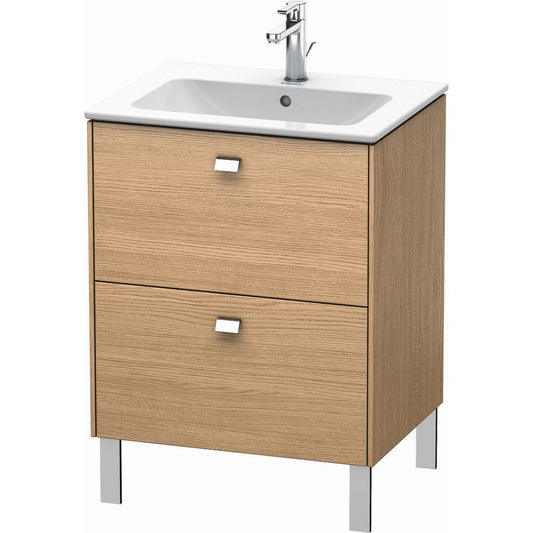 Duravit Brioso 24" x 27" x 19" Two Drawer Floor Standing Vanity Unit in European Oak and Chrome Handle