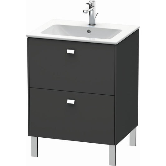 Duravit Brioso 24" x 27" x 19" Two Drawer Floor Standing Vanity Unit in Graphite Matt and Chrome Handle