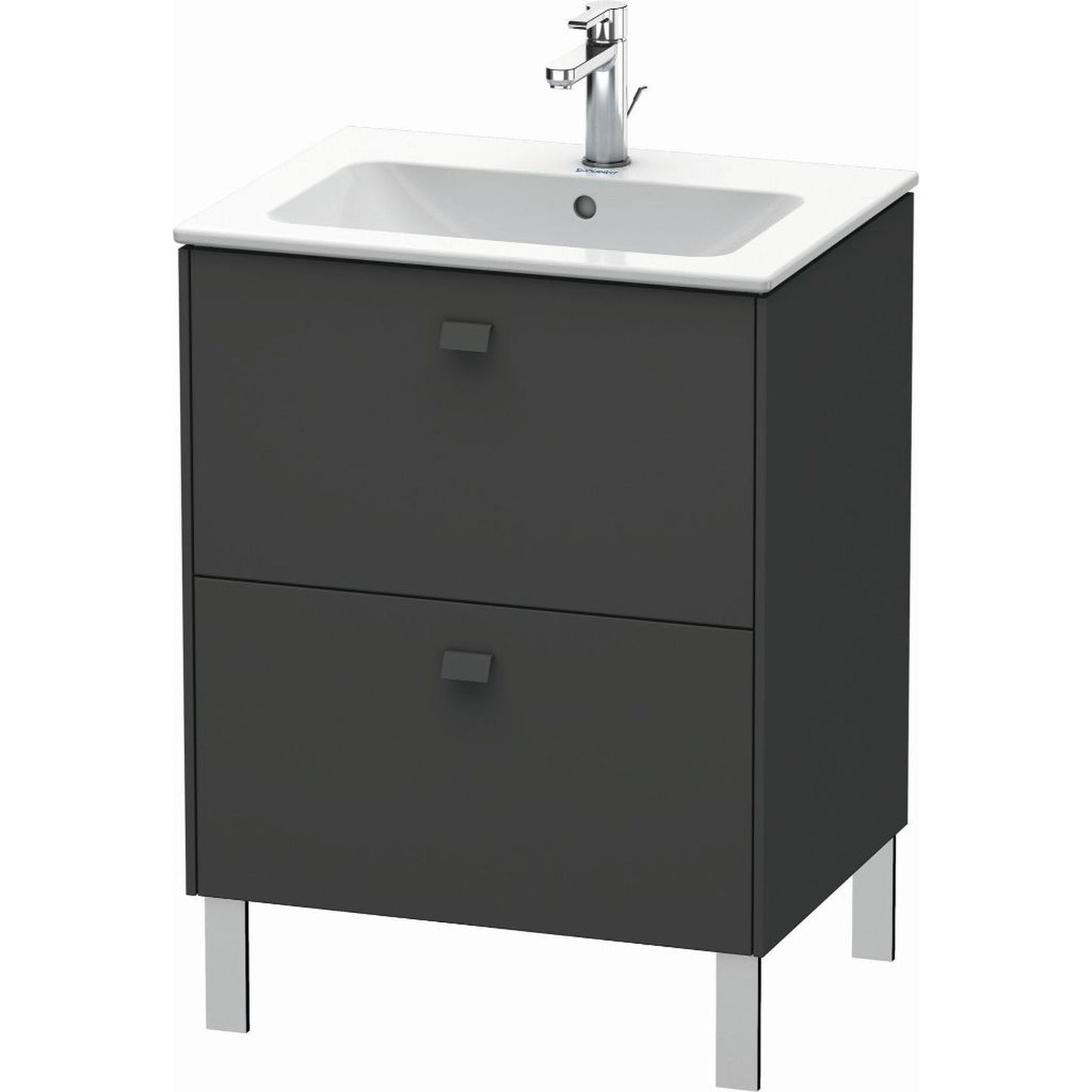 Duravit Brioso 24" x 27" x 19" Two Drawer Floor Standing Vanity Unit in Graphite Matt