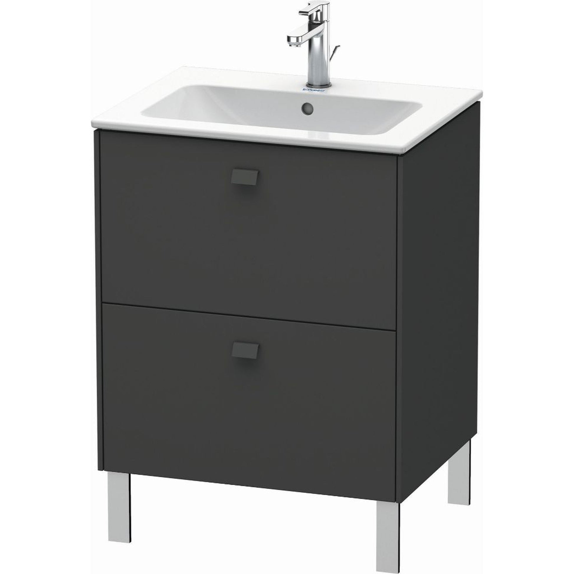 Duravit Brioso 24" x 27" x 19" Two Drawer Floor Standing Vanity Unit in Graphite Matt