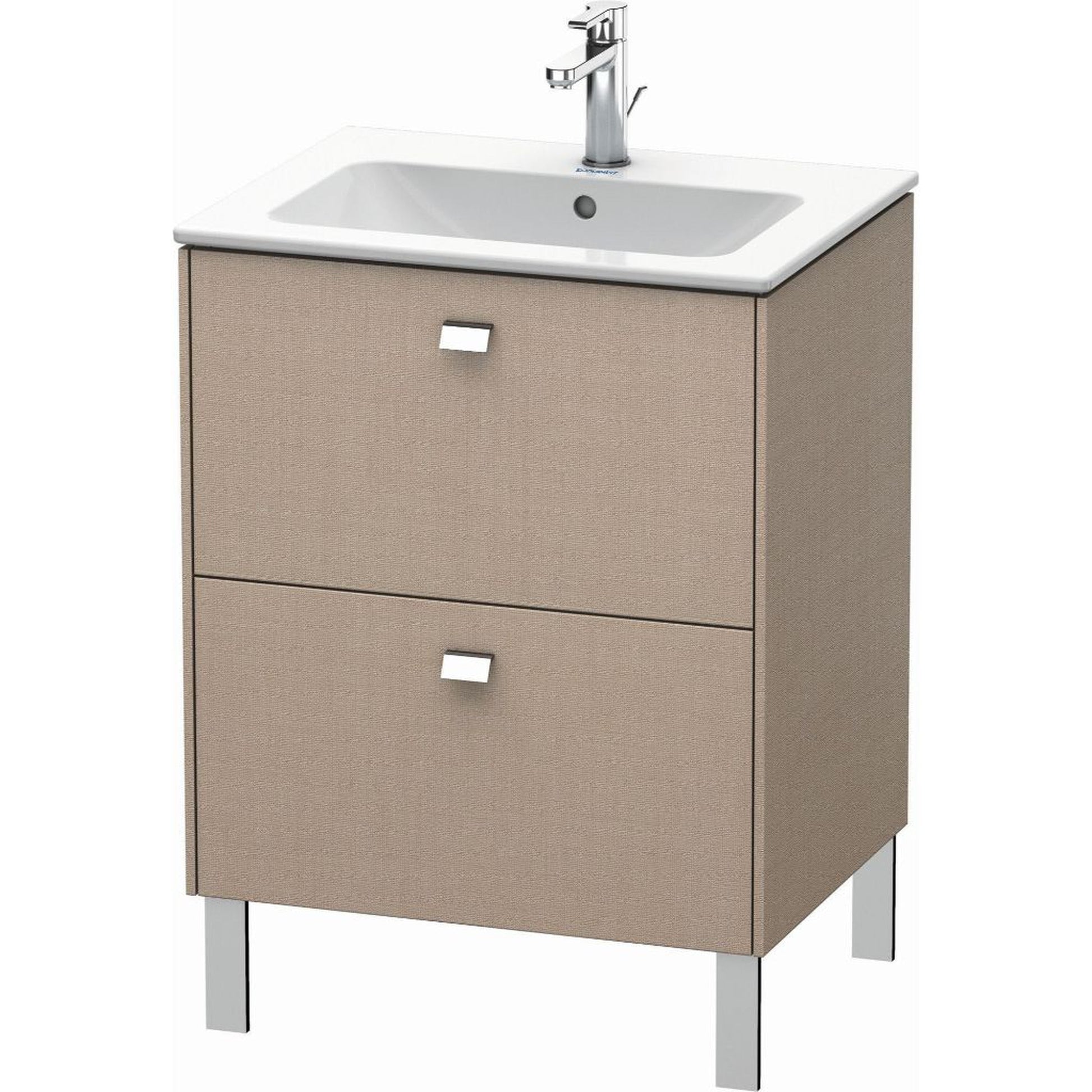 Duravit Brioso 24" x 27" x 19" Two Drawer Floor Standing Vanity Unit in Linen and Chrome Handle