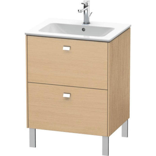 Duravit Brioso 24" x 27" x 19" Two Drawer Floor Standing Vanity Unit in Natural Oak and Chrome Handle