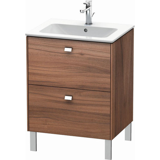 Duravit Brioso 24" x 27" x 19" Two Drawer Floor Standing Vanity Unit in Natural Walnut and Chrome Handle