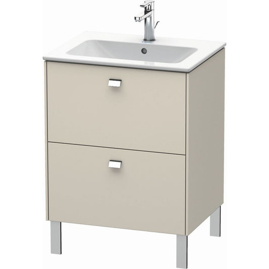 Duravit Brioso 24" x 27" x 19" Two Drawer Floor Standing Vanity Unit in Taupe and Chrome Handle