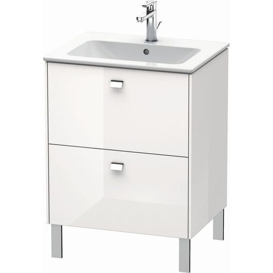 Duravit Brioso 24" x 27" x 19" Two Drawer Floor Standing Vanity Unit in White High Gloss and Chrome Handle