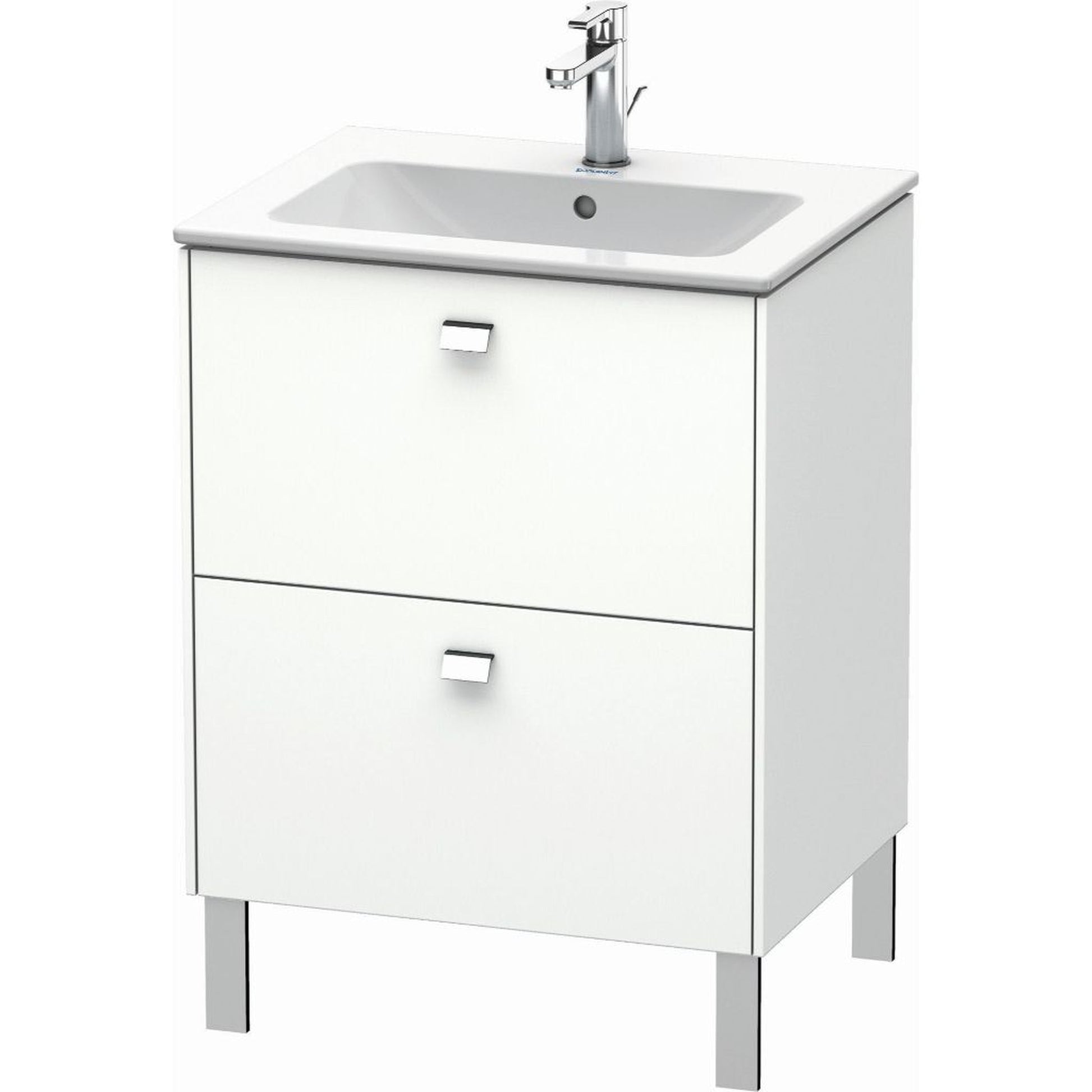 Duravit Brioso 24" x 27" x 19" Two Drawer Floor Standing Vanity Unit in White Matt and Chrome Handle